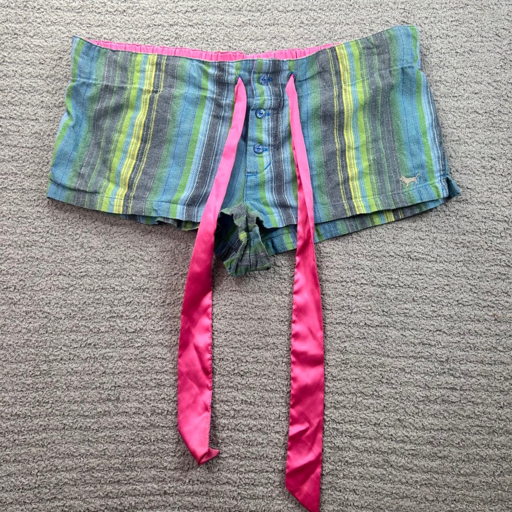 Vtg Victoria's Secret PINK Sleep Shorts Striped XS Y2K 2000s McBling 2006